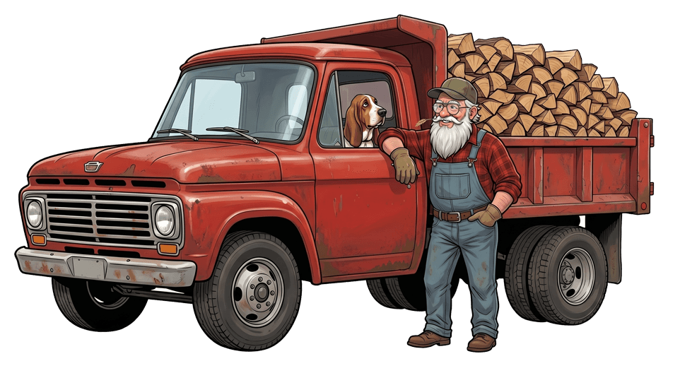Pickup truck loaded with firewood